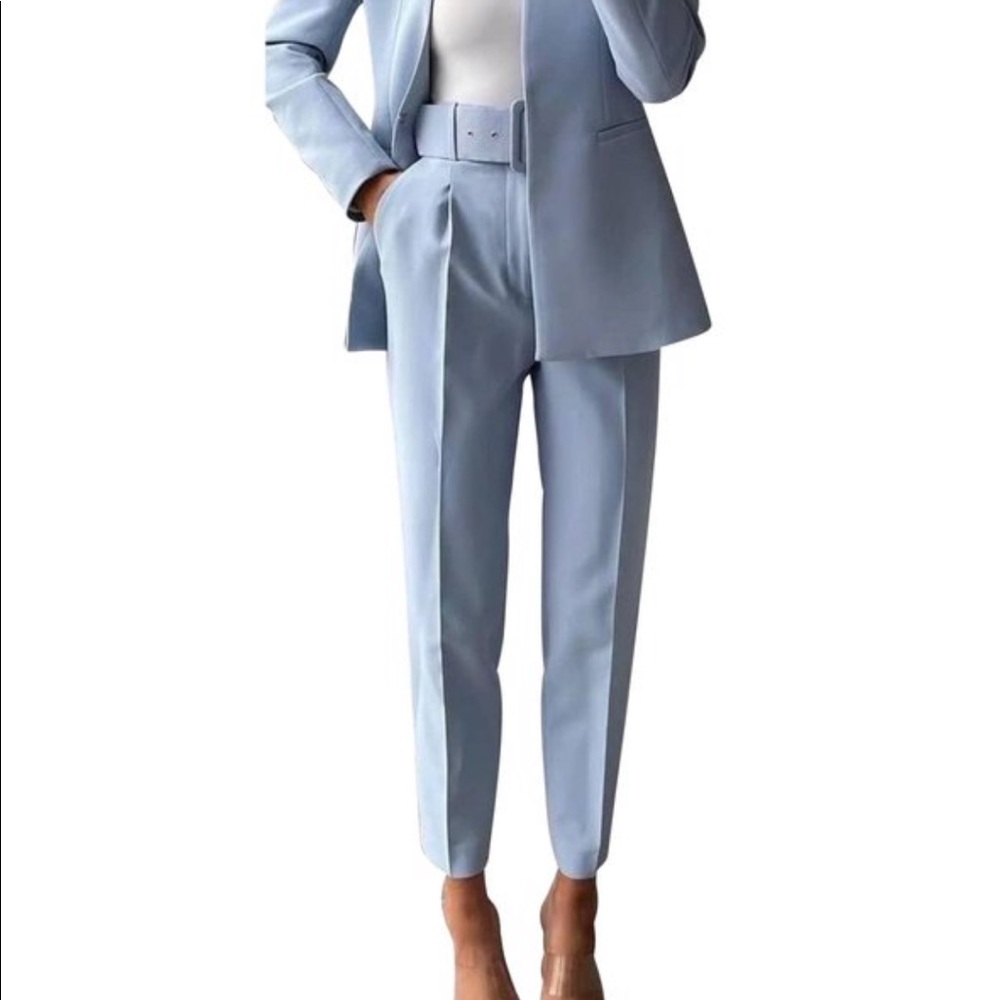 Zara blue belted pants